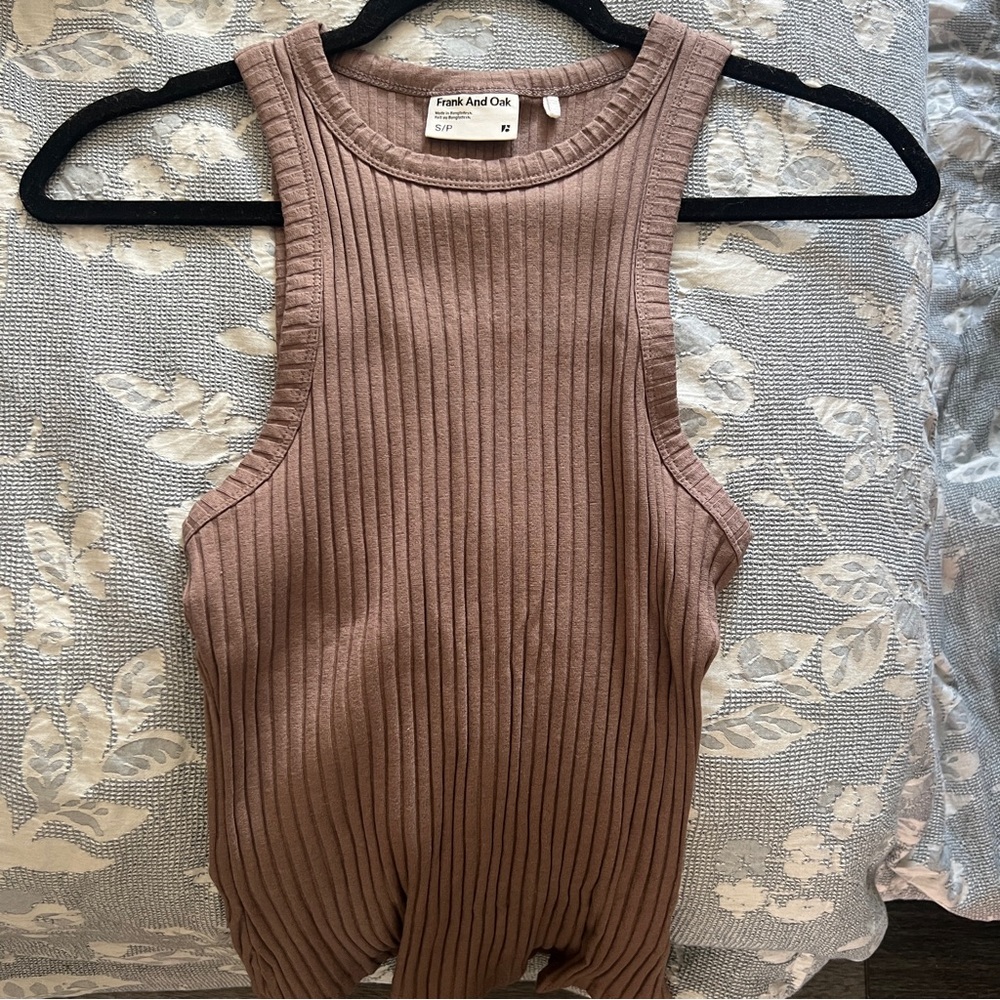 Frank & Oak Pink Clay Ribbed Racer Tank - Picture 3 of 6